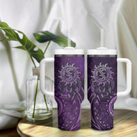 New Zealand Dream Catcher Tumbler With Handle Maori Koru Pattern Purple Version