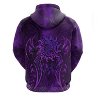 New Zealand Dream Catcher Zip Hoodie Maori Koru Pattern Purple Version
