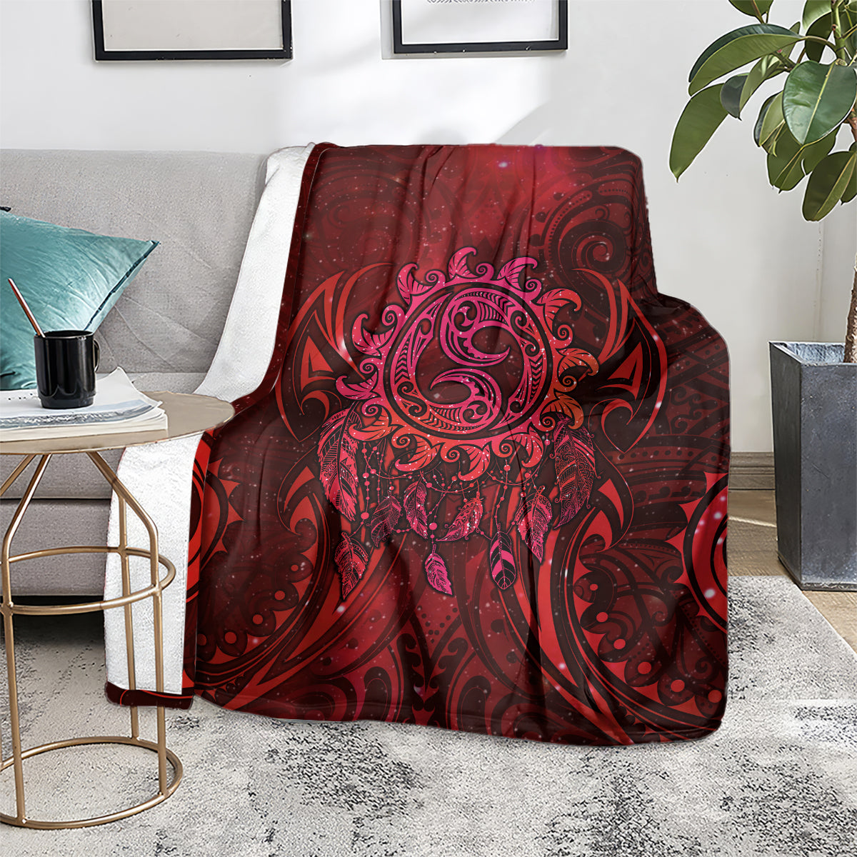 New Zealand Dream Catcher Blanket Maori Koru Pattern Red Version LT05 - Polynesian Pride