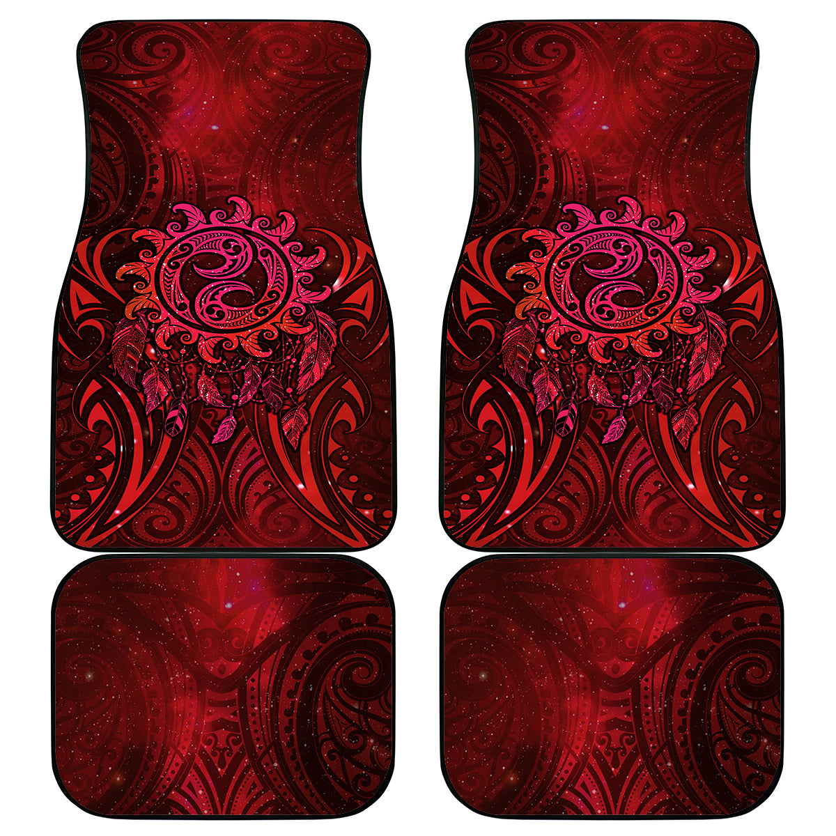 New Zealand Dream Catcher Car Mats Maori Koru Pattern Red Version