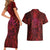 New Zealand Dream Catcher Couples Matching Short Sleeve Bodycon Dress and Hawaiian Shirt Maori Koru Pattern Red Version