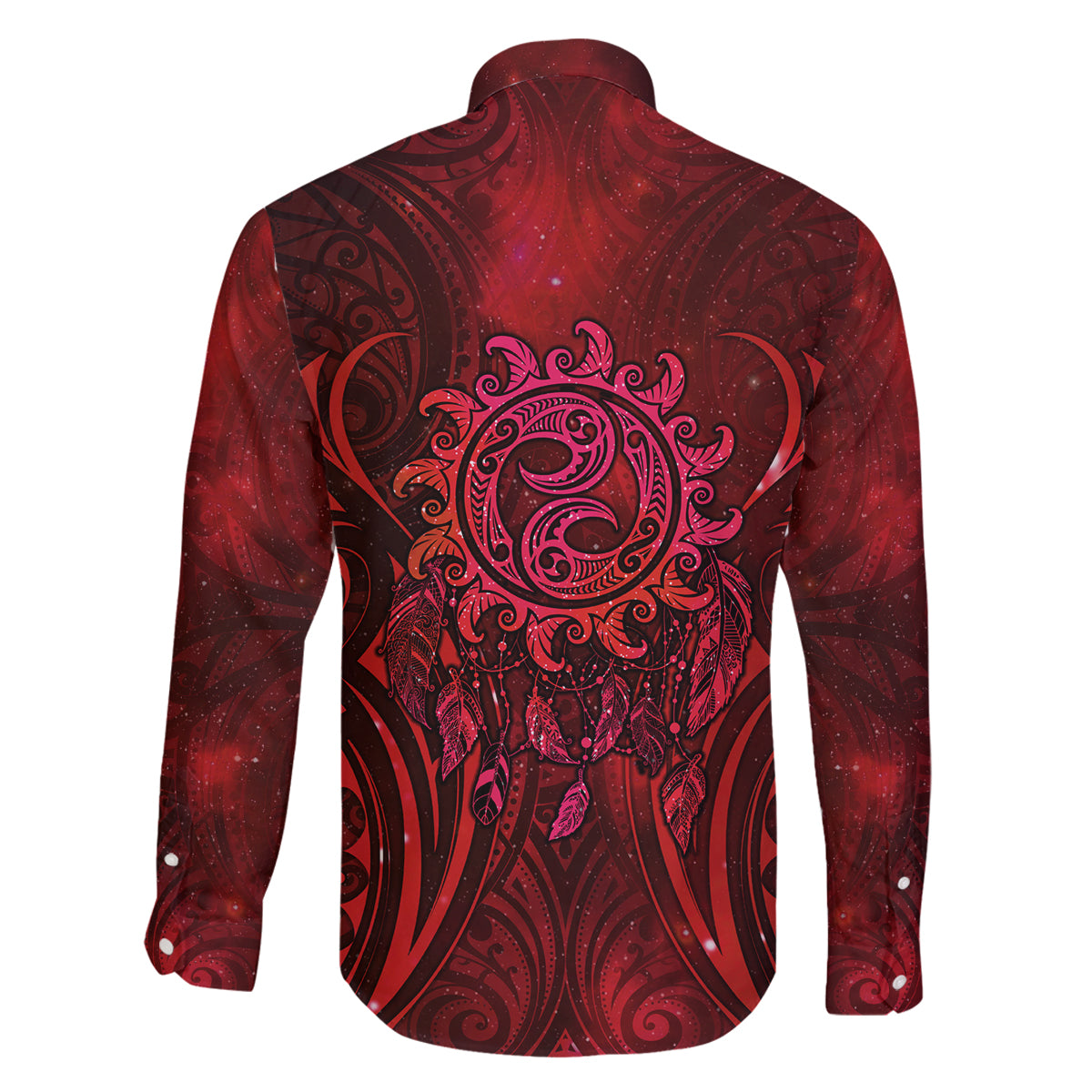 New Zealand Dream Catcher Family Matching Off Shoulder Short Dress and Hawaiian Shirt Maori Koru Pattern Red Version