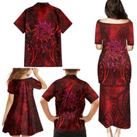 New Zealand Dream Catcher Family Matching Puletasi and Hawaiian Shirt Maori Koru Pattern Red Version LT05 - Polynesian Pride