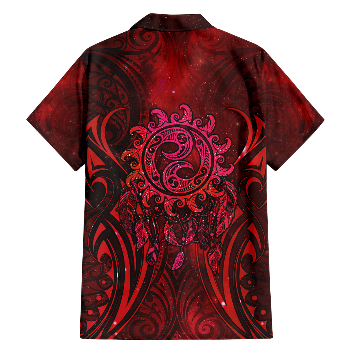 New Zealand Dream Catcher Family Matching Summer Maxi Dress and Hawaiian Shirt Maori Koru Pattern Red Version LT05 - Polynesian Pride