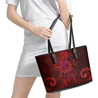 New Zealand Dream Catcher Leather Tote Bag Maori Koru Pattern Red Version LT05 - Polynesian Pride
