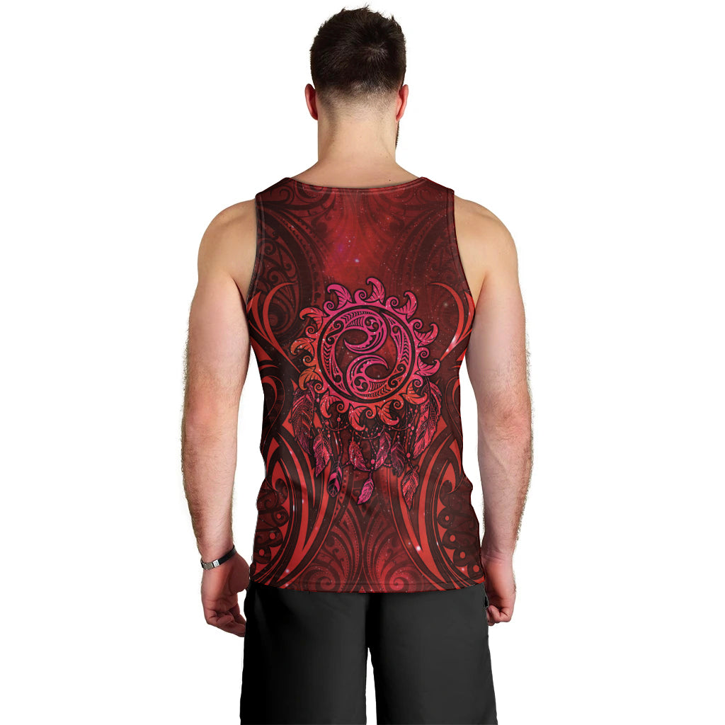 New Zealand Dream Catcher Men Tank Top Maori Koru Pattern Red Version