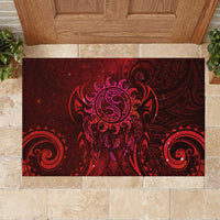 New Zealand Dream Catcher Rubber Doormat Maori Koru Pattern Red Version