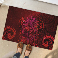 New Zealand Dream Catcher Rubber Doormat Maori Koru Pattern Red Version