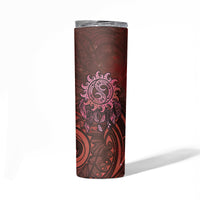 New Zealand Dream Catcher Skinny Tumbler Maori Koru Pattern Red Version