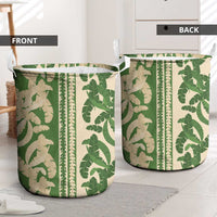 Hawaii Pua Kenikeni Lei Laundry Basket With Lau Maia Green LT05 - Polynesian Pride