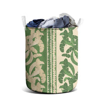 Hawaii Pua Kenikeni Lei Laundry Basket With Lau Maia Green LT05 - Polynesian Pride