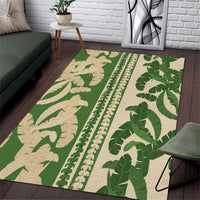 Hawaii Pua Kenikeni Lei Area Rug With Lau Maia Green LT05 Green - Polynesian Pride