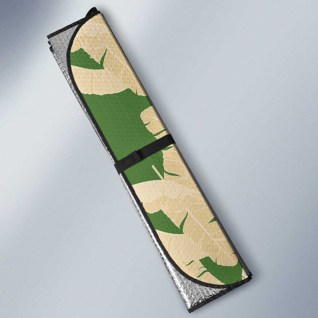Hawaii Pua Kenikeni Lei Auto Sun Shade With Lau Maia Green LT05 - Polynesian Pride