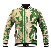 Hawaii Pua Kenikeni Lei Baseball Jacket With Lau Maia Green LT05 Unisex Green - Polynesian Pride