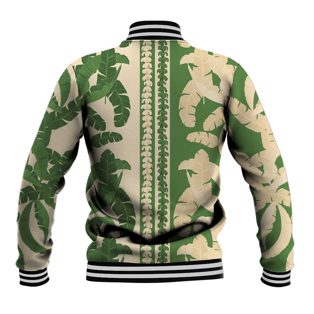 Hawaii Pua Kenikeni Lei Baseball Jacket With Lau Maia Green LT05 - Polynesian Pride