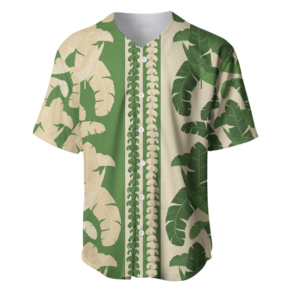 Hawaii Pua Kenikeni Lei Baseball Jersey With Lau Maia Green LT05 Green - Polynesian Pride