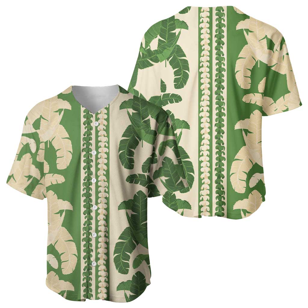 Hawaii Pua Kenikeni Lei Baseball Jersey With Lau Maia Green LT05 - Polynesian Pride