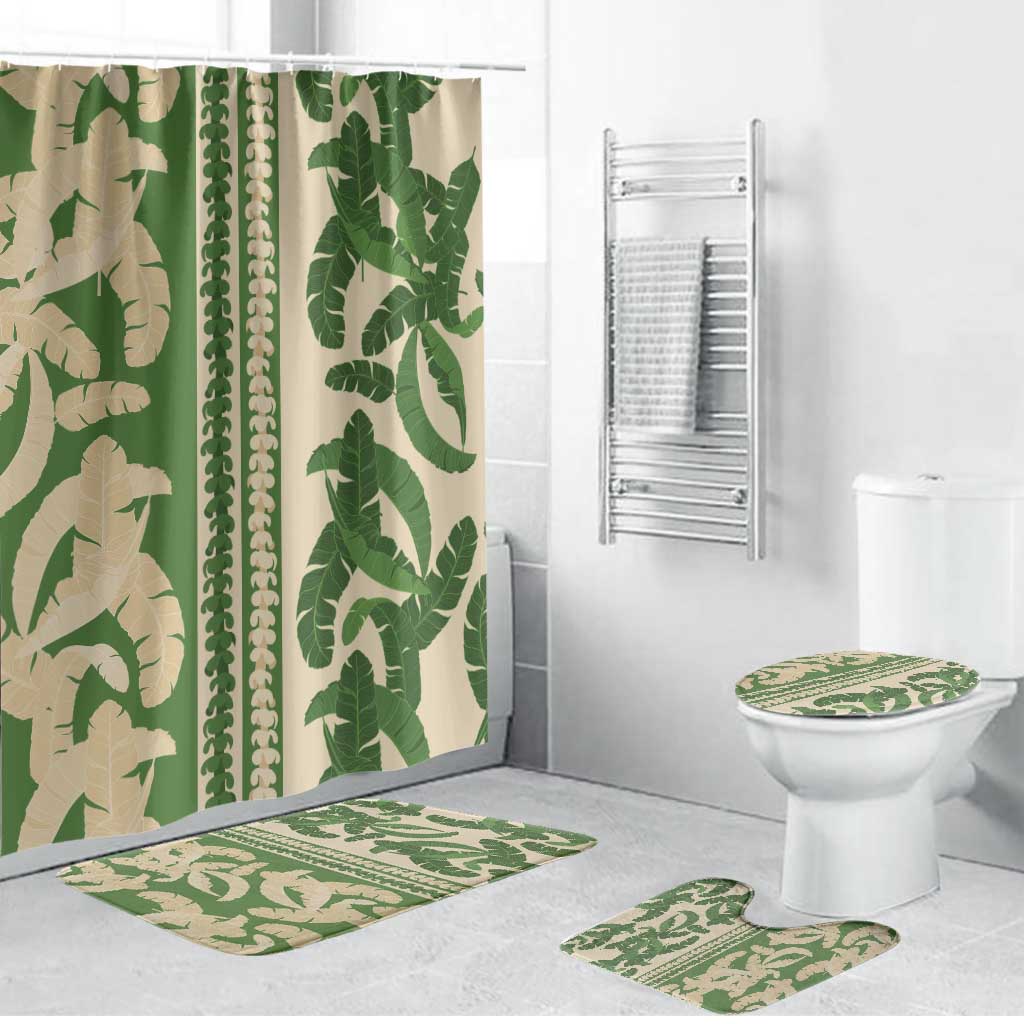 Hawaii Pua Kenikeni Lei Bathroom Set With Lau Maia Green LT05 Bathroom Set (4 pcs) Green - Polynesian Pride
