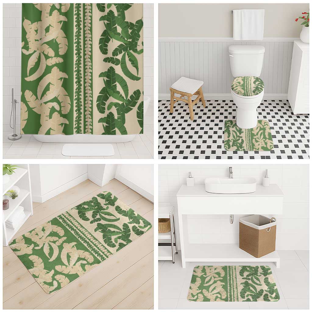 Hawaii Pua Kenikeni Lei Bathroom Set With Lau Maia Green LT05 - Polynesian Pride