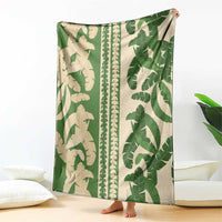 Hawaii Pua Kenikeni Lei Blanket With Lau Maia Green LT05 - Polynesian Pride
