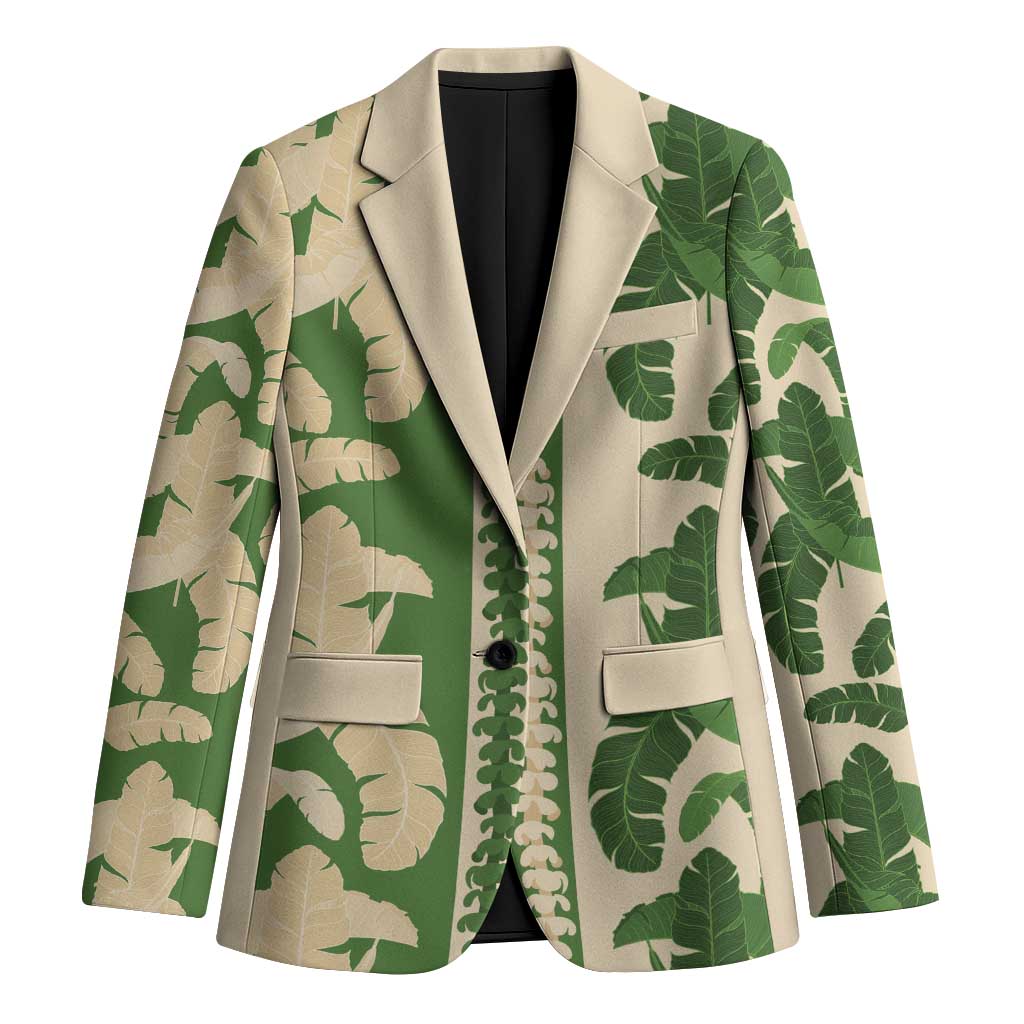 Hawaii Pua Kenikeni Lei Blazer With Lau Maia Green LT05 Unisex Green - Polynesian Pride