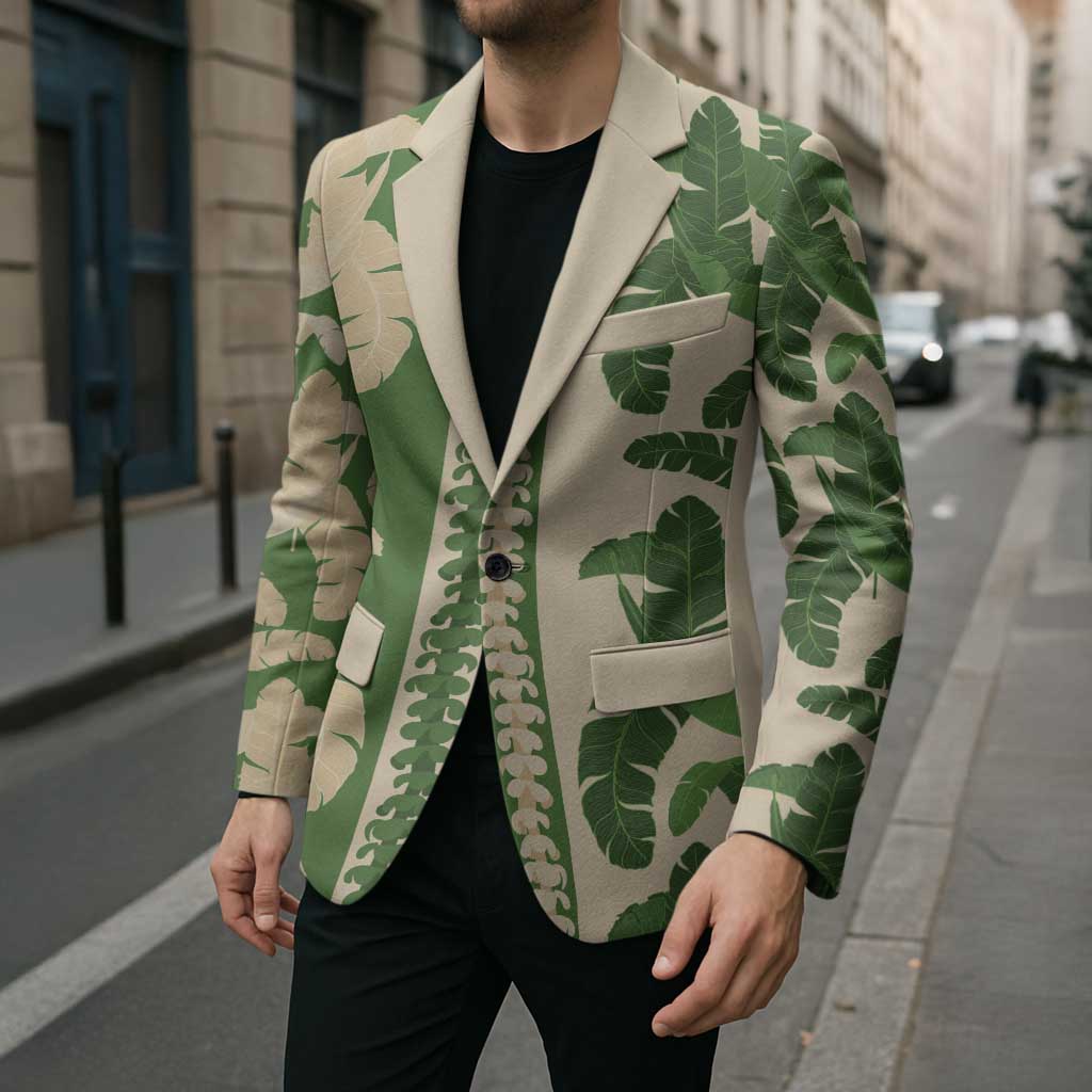 Hawaii Pua Kenikeni Lei Blazer With Lau Maia Green LT05 - Polynesian Pride