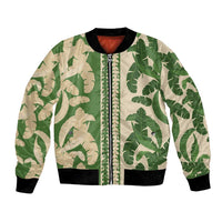 Hawaii Pua Kenikeni Lei Bomber Jacket With Lau Maia Green LT05 Unisex Green - Polynesian Pride
