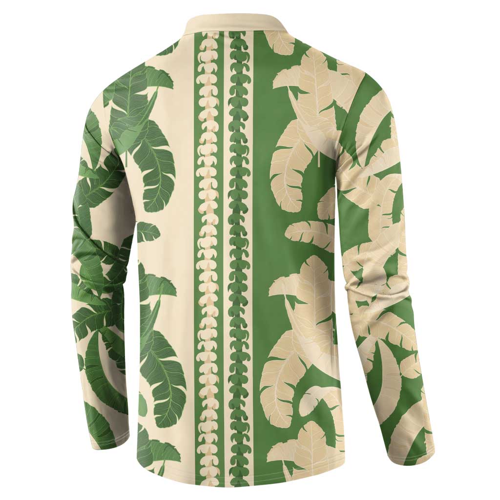Hawaii Pua Kenikeni Lei Button Sweatshirt With Lau Maia Green LT05 - Polynesian Pride
