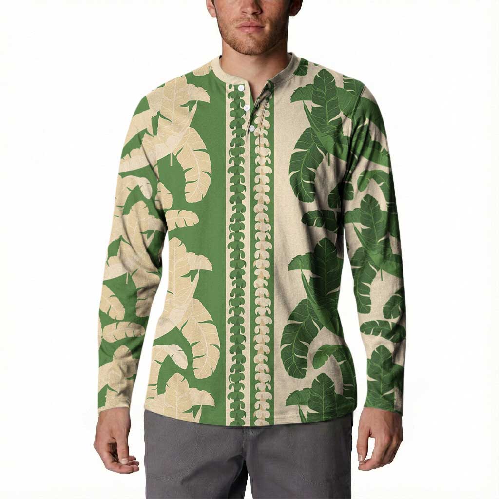 Hawaii Pua Kenikeni Lei Button Sweatshirt With Lau Maia Green LT05 - Polynesian Pride