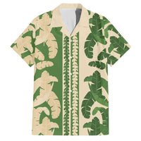 Hawaii Pua Kenikeni Lei Family Matching Off Shoulder Maxi Dress and Hawaiian Shirt With Lau Maia Green LT05 Dad's Shirt - Short Sleeve Green - Polynesian Pride