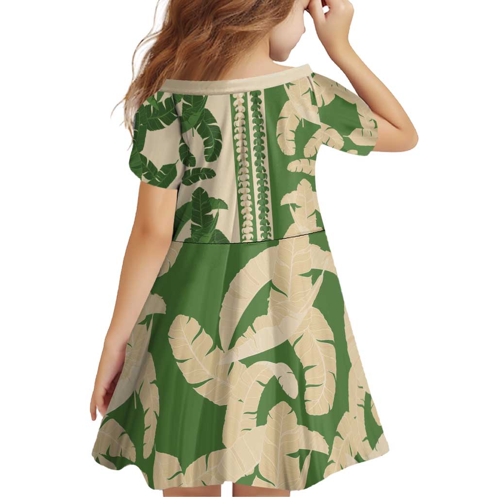 Hawaii Pua Kenikeni Lei Family Matching Short Sleeve Bodycon Dress and Hawaiian Shirt With Lau Maia Green LT05 - Polynesian Pride