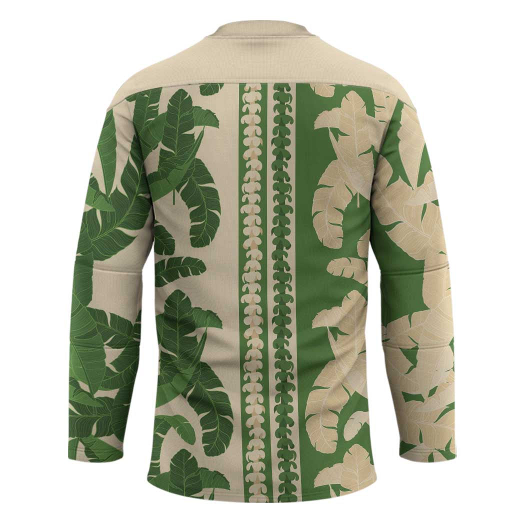 Hawaii Pua Kenikeni Lei Hockey Jersey With Lau Maia Green LT05 - Polynesian Pride