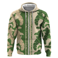 Hawaii Pua Kenikeni Lei Hoodie With Lau Maia Green LT05 Zip Hoodie Green - Polynesian Pride