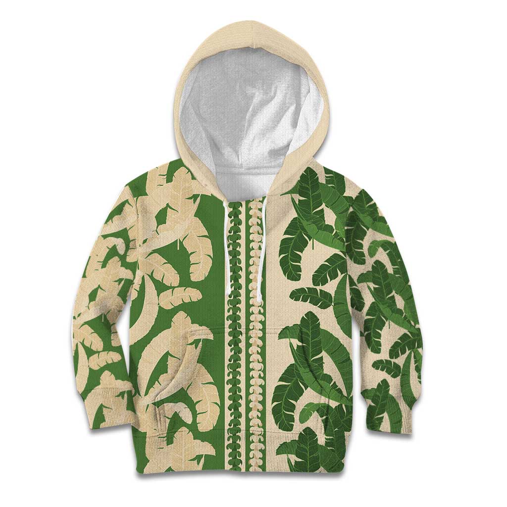 Hawaii Pua Kenikeni Lei Kid Hoodie With Lau Maia Green LT05 Hoodie Green - Polynesian Pride