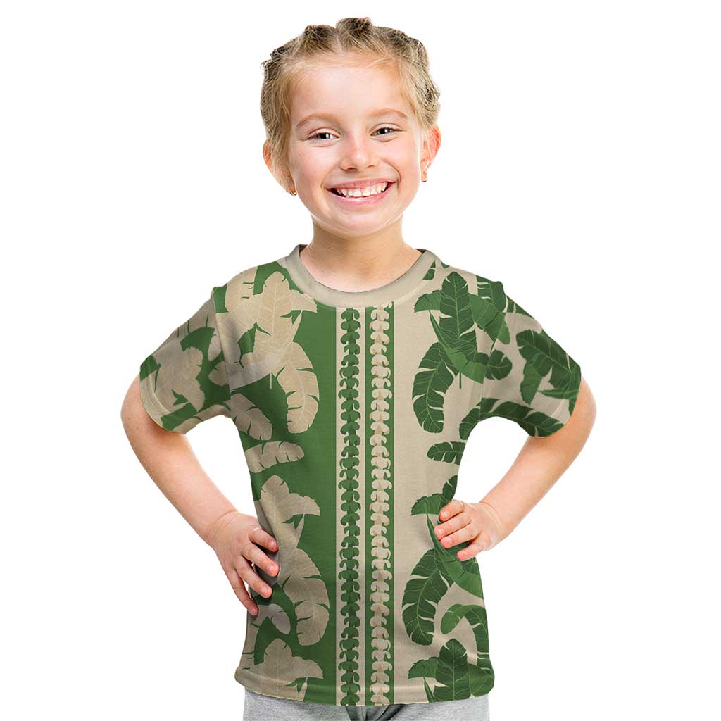 Hawaii Pua Kenikeni Lei Kid T Shirt With Lau Maia Green LT05 Green - Polynesian Pride