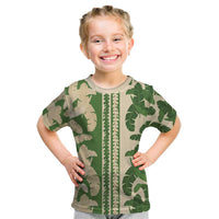 Hawaii Pua Kenikeni Lei Kid T Shirt With Lau Maia Green LT05 Green - Polynesian Pride