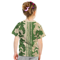 Hawaii Pua Kenikeni Lei Kid T Shirt With Lau Maia Green LT05 - Polynesian Pride