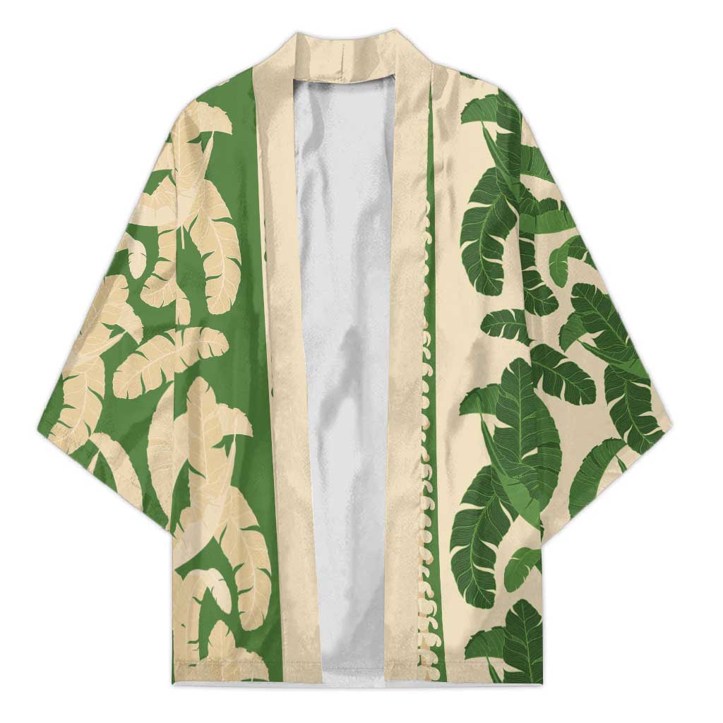 Hawaii Pua Kenikeni Lei Kimono With Lau Maia Green LT05 Unisex Green - Polynesian Pride
