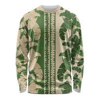 Hawaii Pua Kenikeni Lei Long Sleeve Shirt With Lau Maia Green LT05 Unisex Green - Polynesian Pride