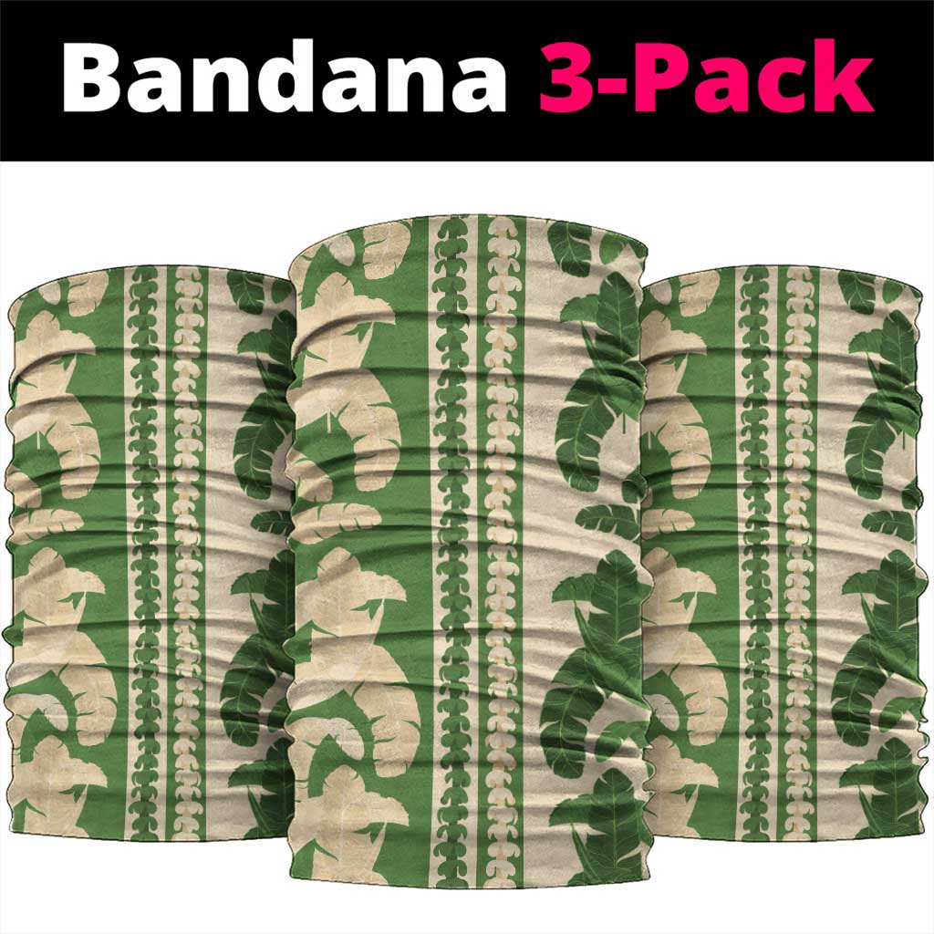Hawaii Pua Kenikeni Lei Neck Gaiter With Lau Maia Green LT05 package One Size: 25*50cm Green - Polynesian Pride