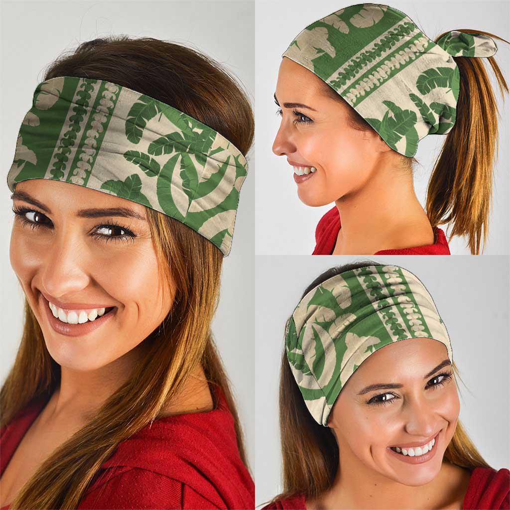 Hawaii Pua Kenikeni Lei Neck Gaiter With Lau Maia Green LT05 - Polynesian Pride