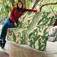 Hawaii Pua Kenikeni Lei Quilt With Lau Maia Green LT05 - Polynesian Pride