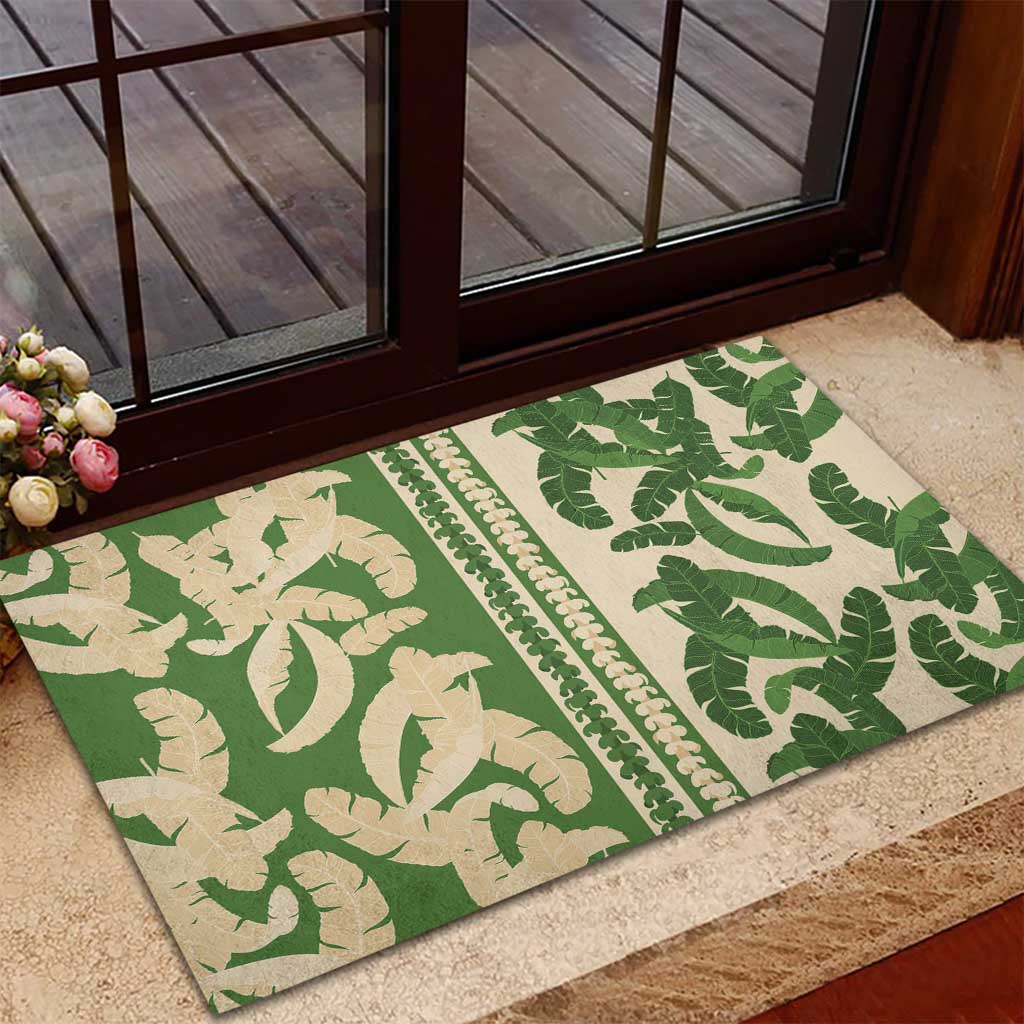 Hawaii Pua Kenikeni Lei Rubber Doormat With Lau Maia Green LT05 - Polynesian Pride