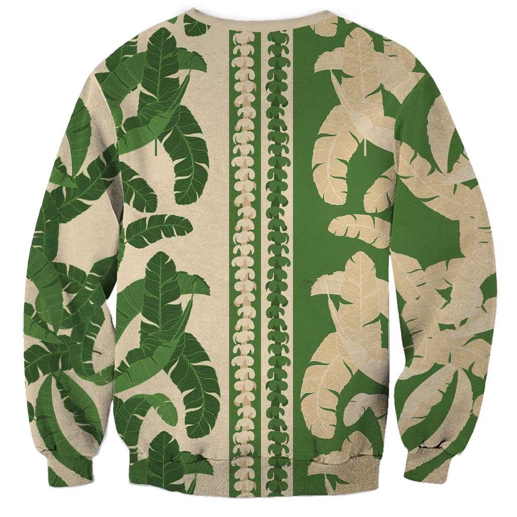 Hawaii Pua Kenikeni Lei Sweatshirt With Lau Maia Green LT05 - Polynesian Pride