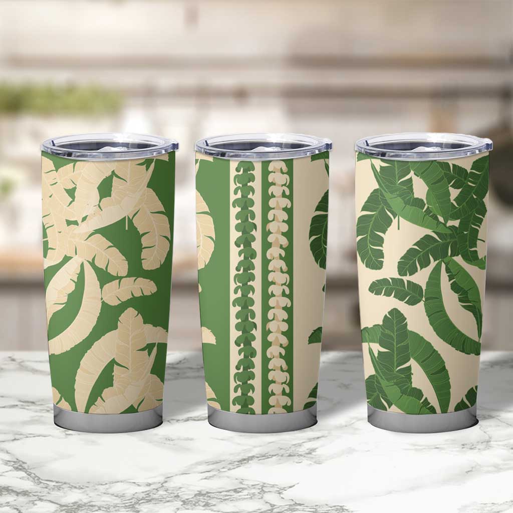 Hawaii Pua Kenikeni Lei Tumbler Cup With Lau Maia Green LT05 - Polynesian Pride