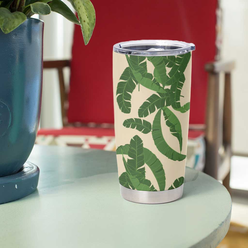 Hawaii Pua Kenikeni Lei Tumbler Cup With Lau Maia Green LT05 - Polynesian Pride