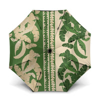 Hawaii Pua Kenikeni Lei Umbrella With Lau Maia Green LT05 One Size Folded 11.42 inch Opened Diameter 37.4 inch Green - Polynesian Pride