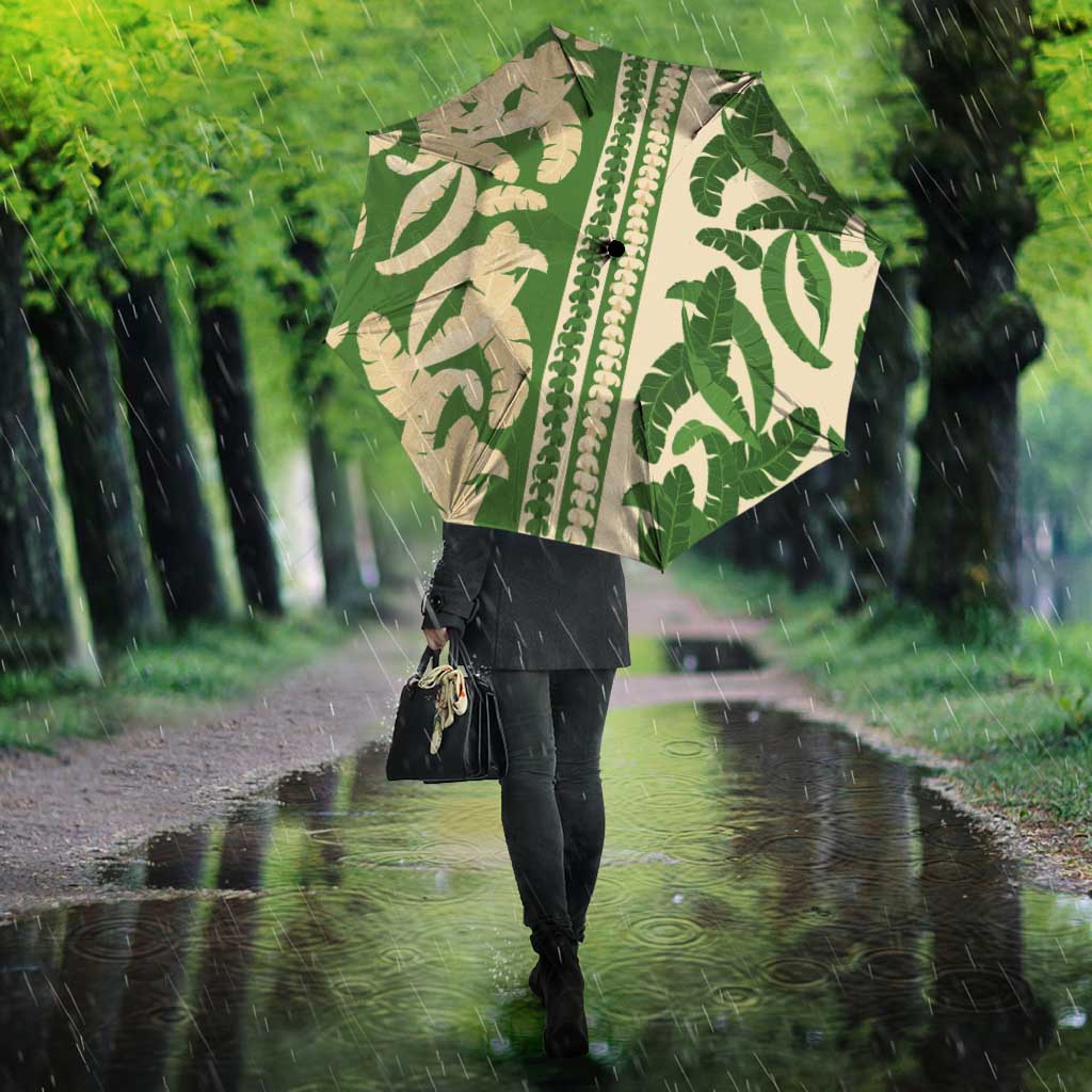 Hawaii Pua Kenikeni Lei Umbrella With Lau Maia Green LT05 - Polynesian Pride