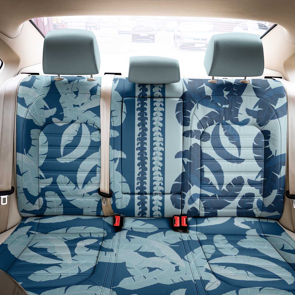 Hawaii Pua Kenikeni Lei Back Car Seat Cover With Lau Maia Royal Blue