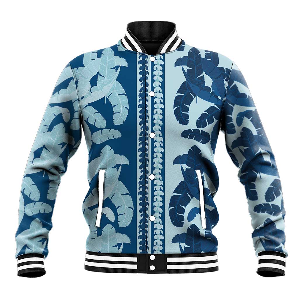 Hawaii Pua Kenikeni Lei Baseball Jacket With Lau Maia Royal Blue LT05 Unisex Blue - Polynesian Pride
